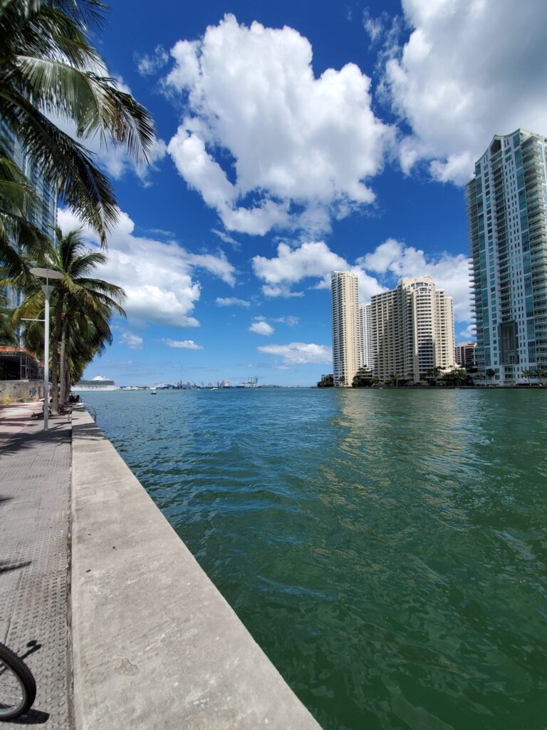 Bay walk view of Brickell key from Brickell, Miami. Wander&Prosper.